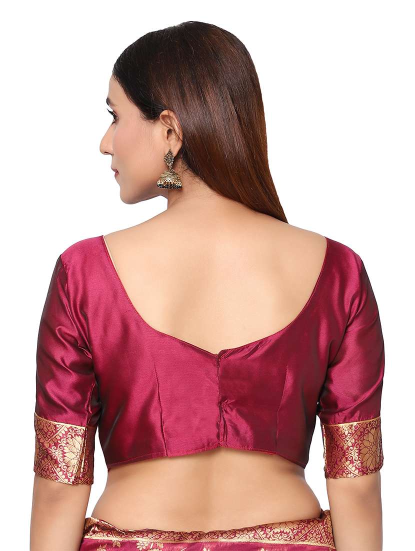 burgundy kanjivaram saree with blouse - 18013608 - Standard Image - 2