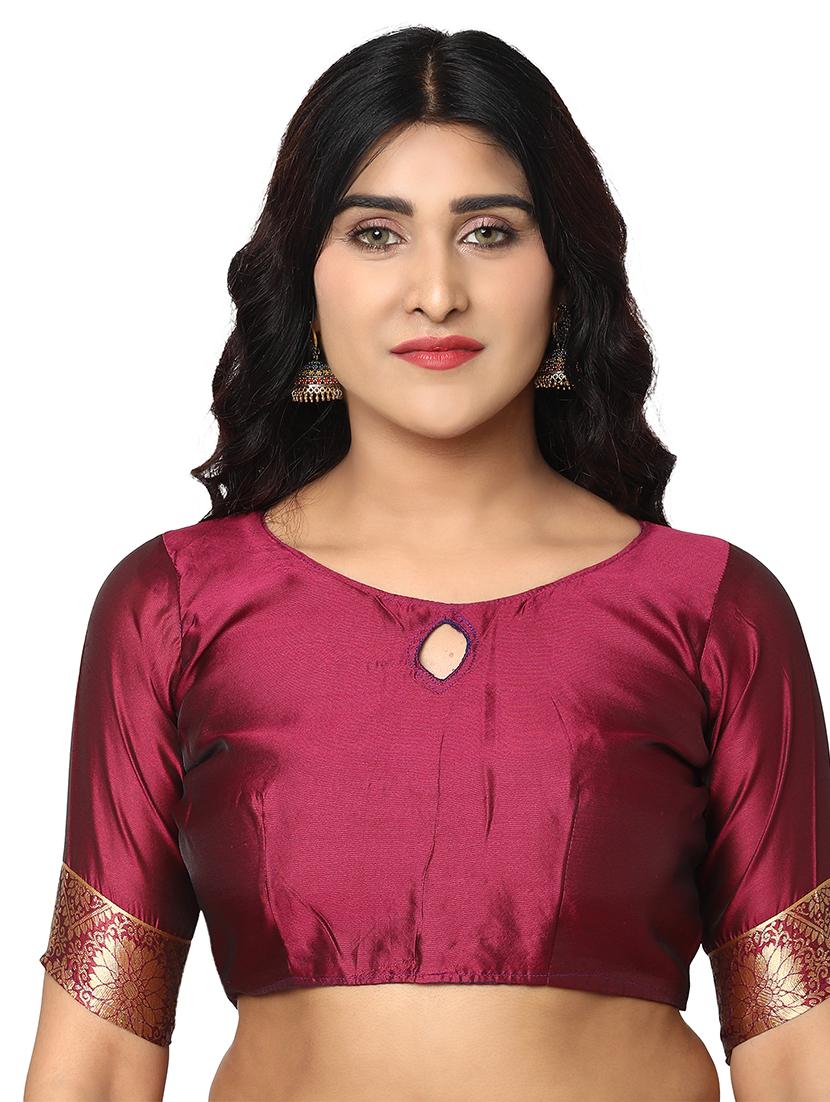 burgundy kanjivaram saree with blouse - 18013611 - Standard Image - 2