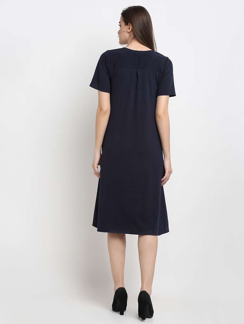 round neck solid a-line dress - 18013735 -  Standard Image - 2