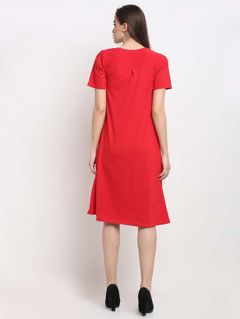 round neck solid a-line dress - 18013740 -  Standard Image - 2