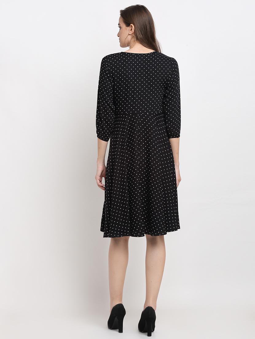 round neck polka dot a-line dress - 18013743 - Standard Image - 2