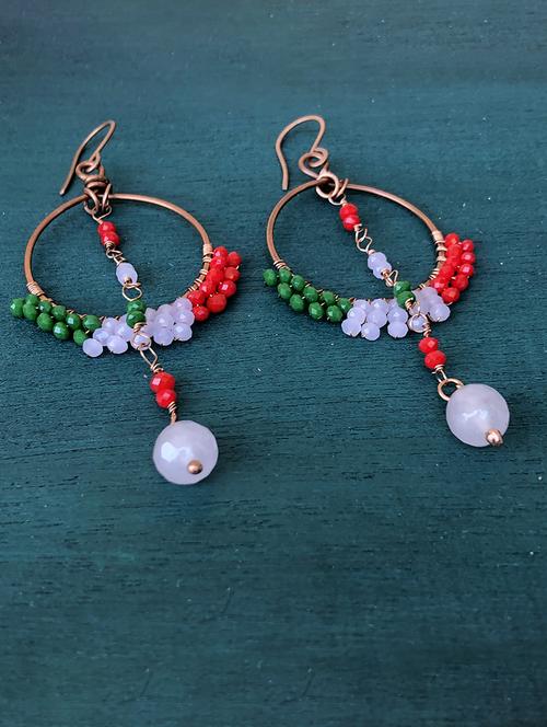 gate stone drop earrings with multicolored crystals - 18013789 - Standard Image - 0