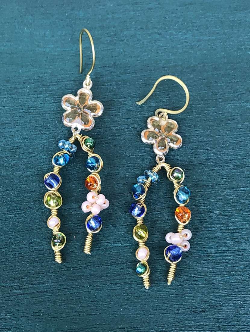 multicolored floral earrings drop earring