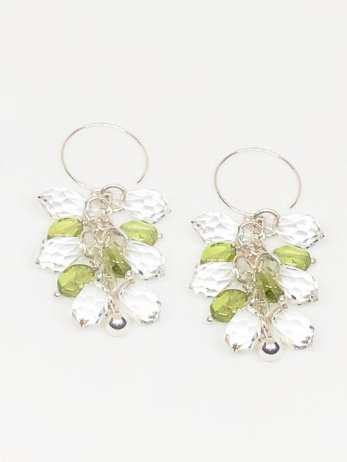 sterling silver drop earrings with peridot stone and crystals - 18013796 -  Standard Image - 0