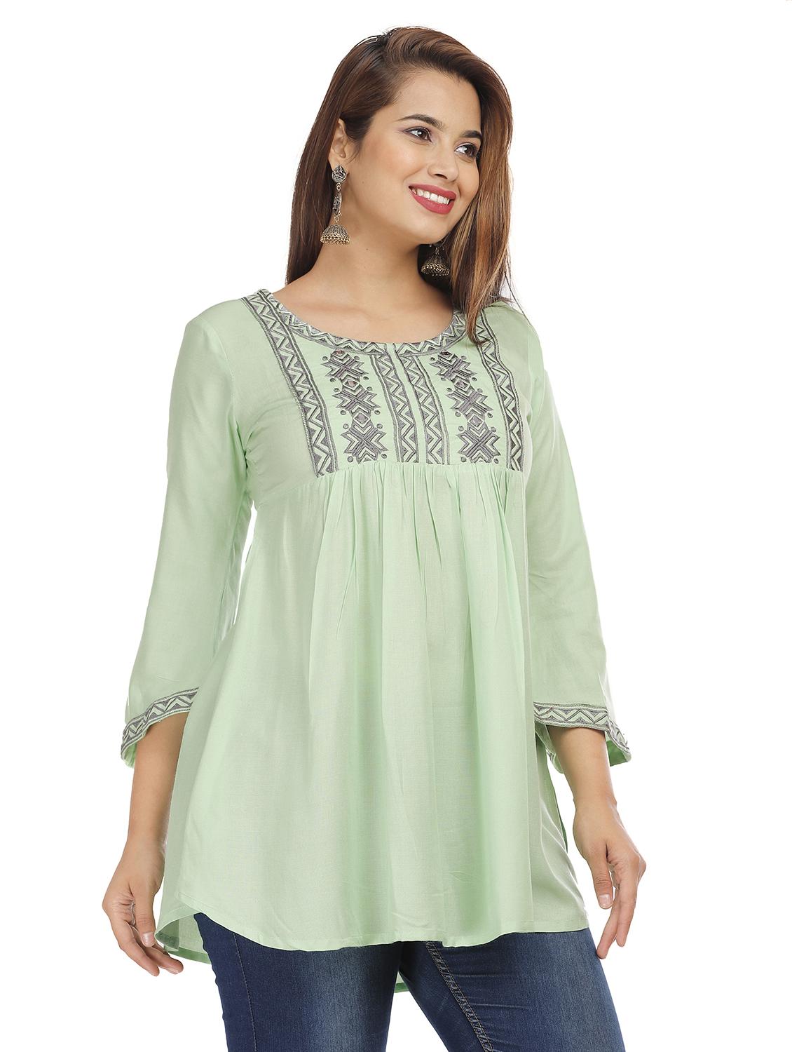 green rayon regular tunic