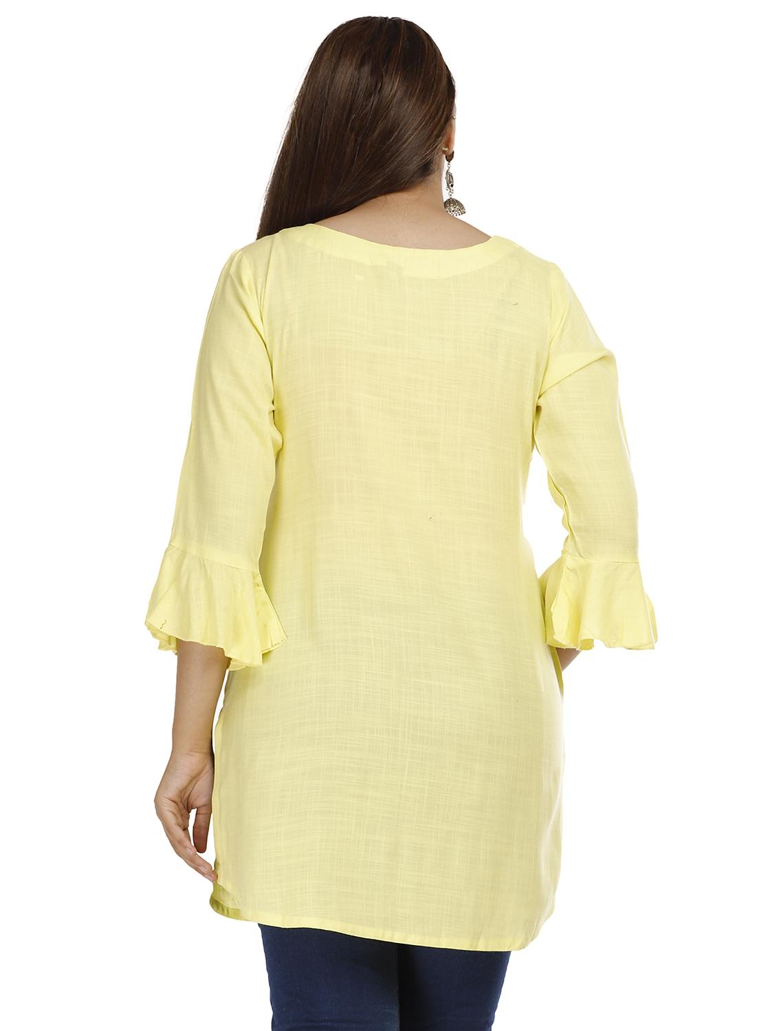 yellow rayon regular tunic - 18013989 - Standard Image - 2