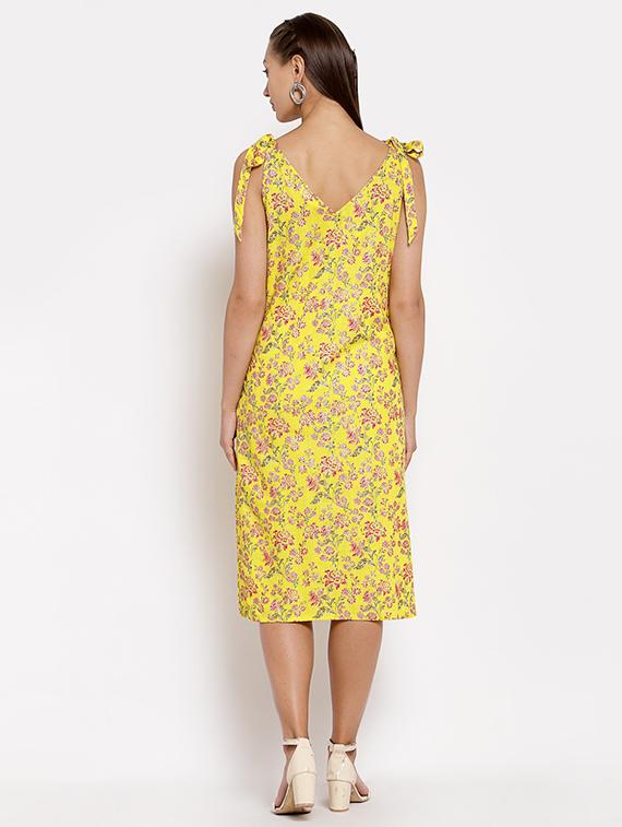 tie knot shoulder floral a-line dress - 18014386 - Standard Image - 2