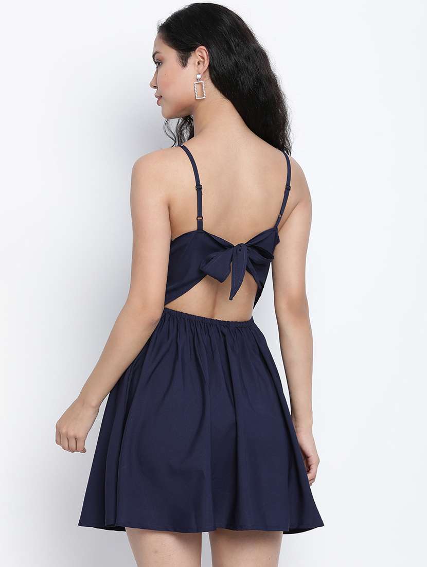 women's fit & flare solid dress - 18014400 -  Standard Image - 2