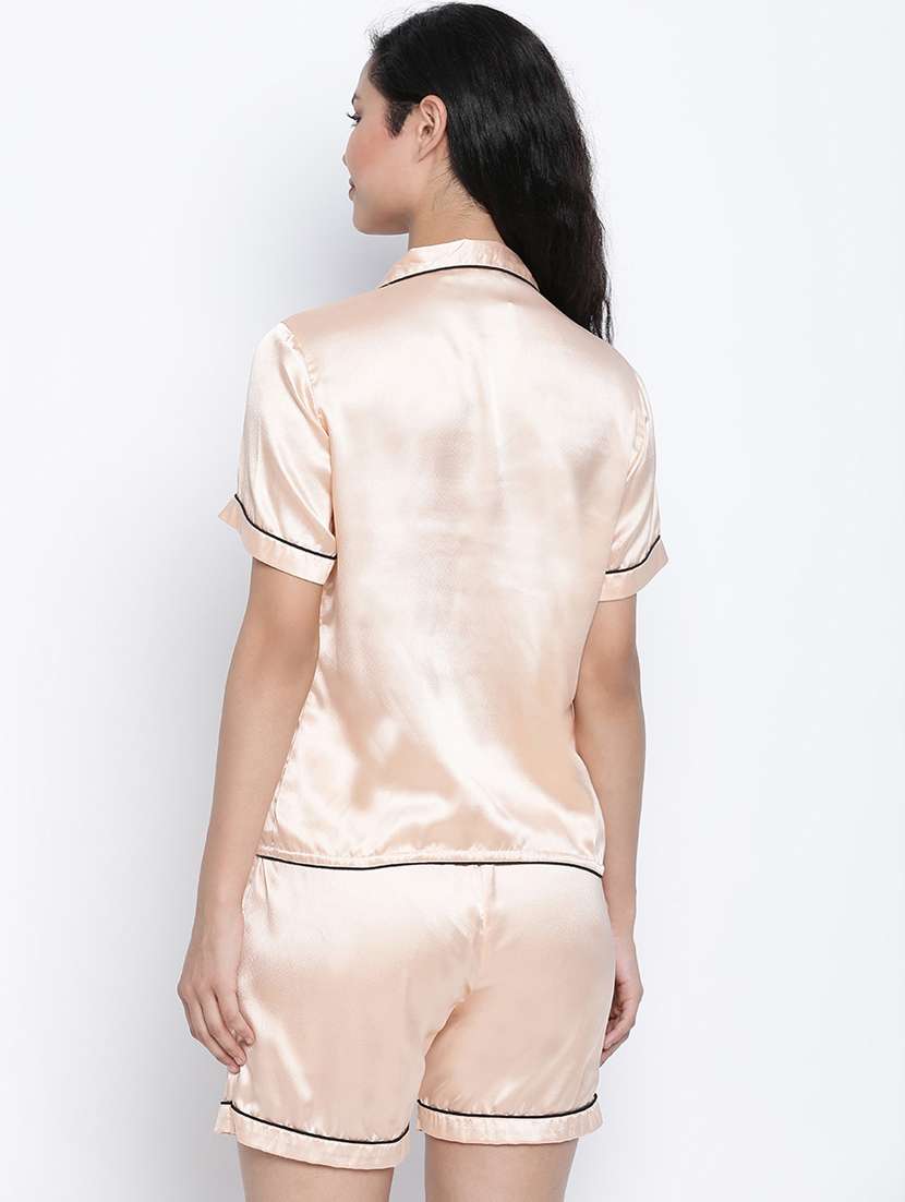 contrast piped nightwear shorts set  - 18014408 -  Standard Image - 2