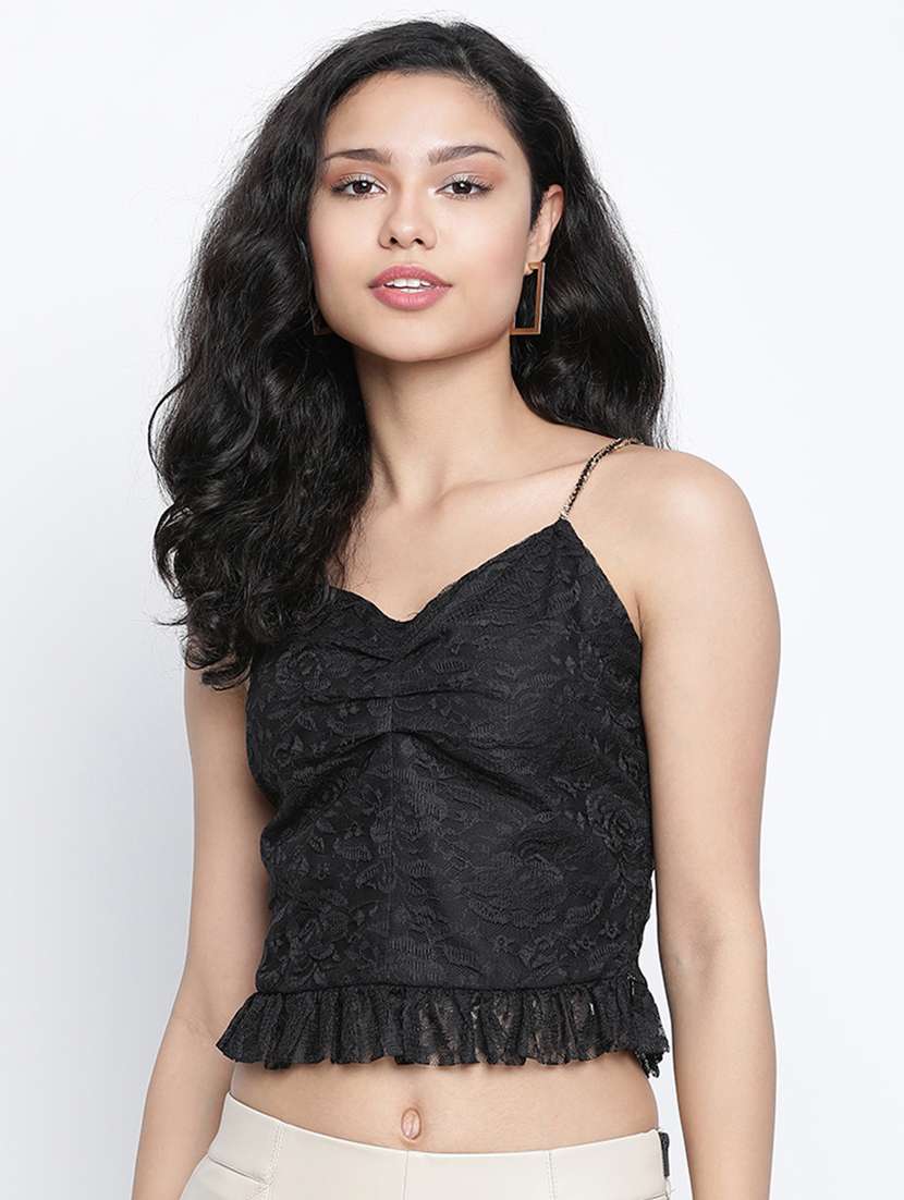 women's crop shoulder strap top