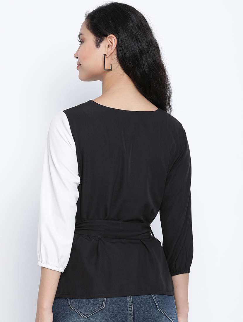 women's straight mandarin neck top - 18014731 - Standard Image - 2