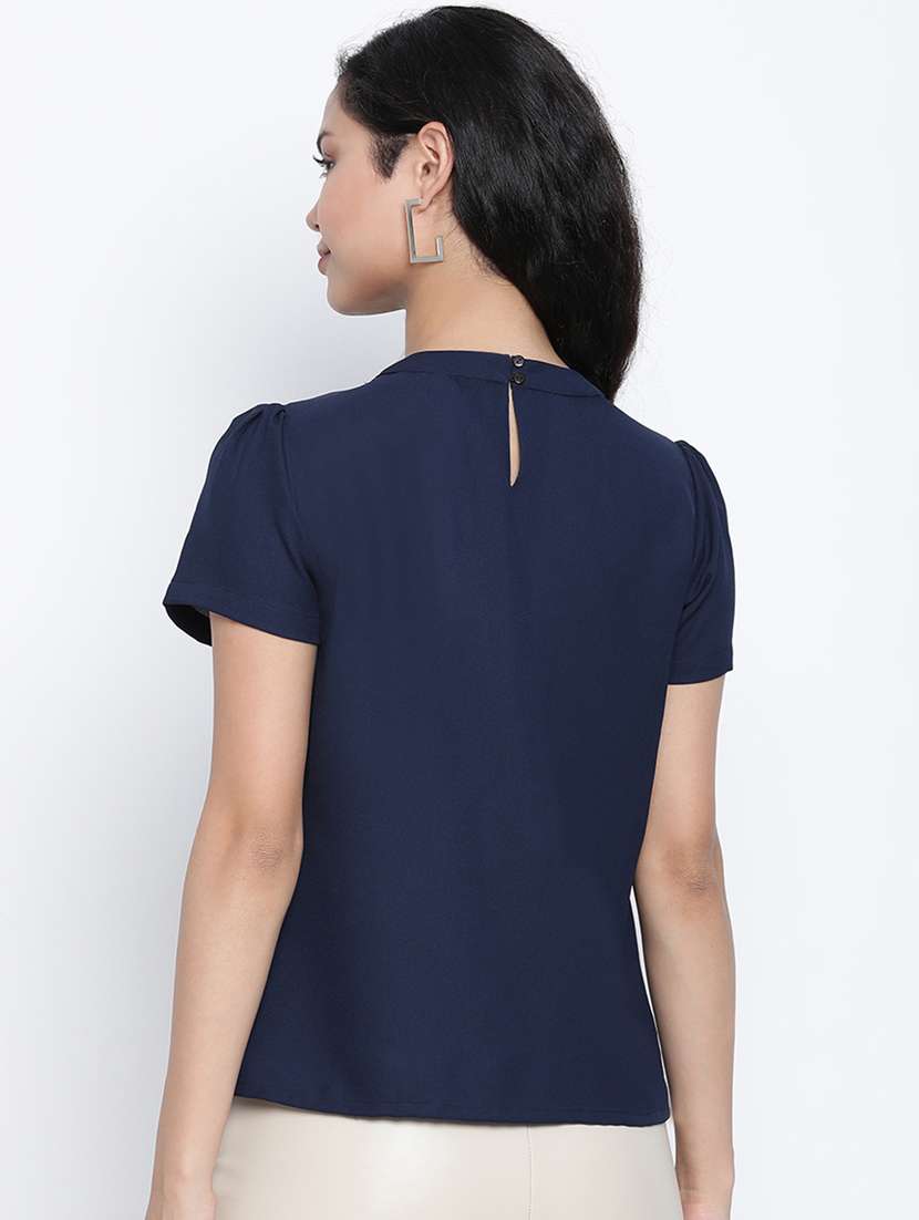 women's ruffle key hole neck top - 18014733 - Standard Image - 2