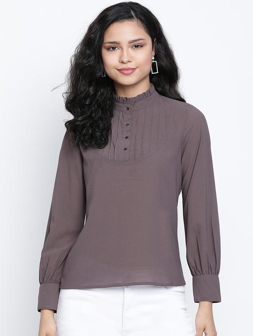 women's grey regulal fit solid top - 18014740 - Standard Image - 0