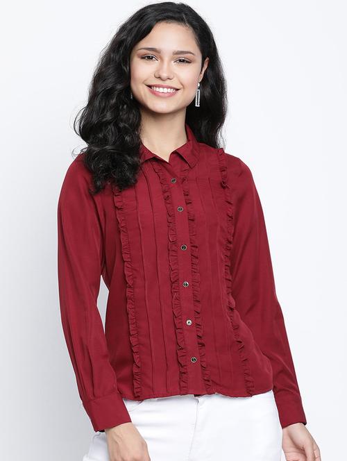 women's ruffle collared top - 18014742 - Standard Image - 0