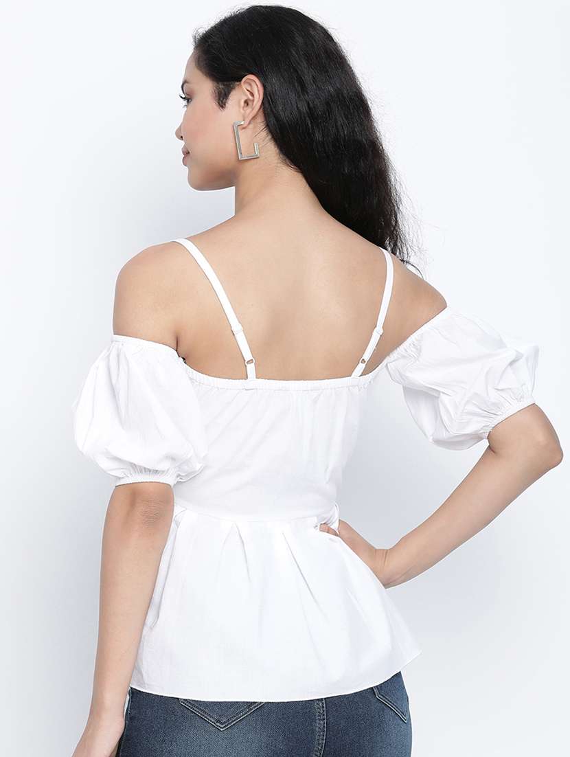 women's white shoulder strap top - 18014746 -  Standard Image - 2