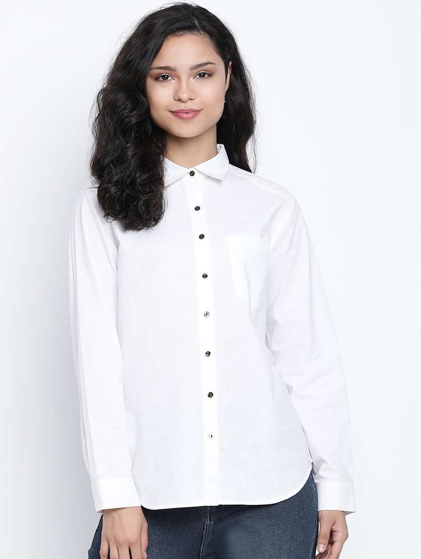 women's straight collared top