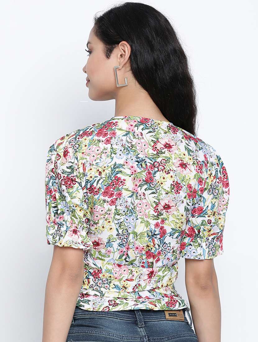 women's crop v neck top - 18014756 - Standard Image - 2