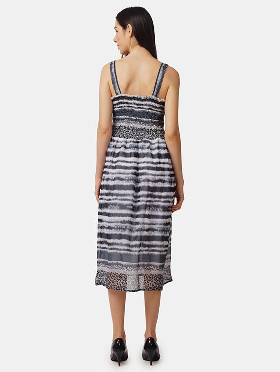 v-neck striped a-line dress - 18014783 - Standard Image - 2