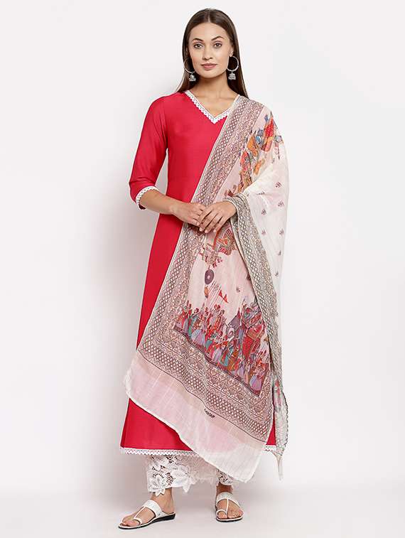 solid kurta dupatta set