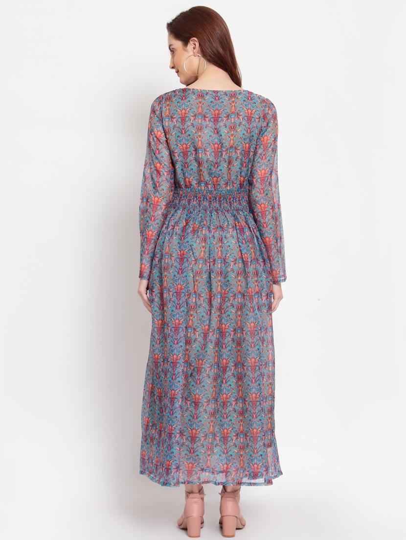 long sleeved printed maxi dress - 18015598 - Standard Image - 2