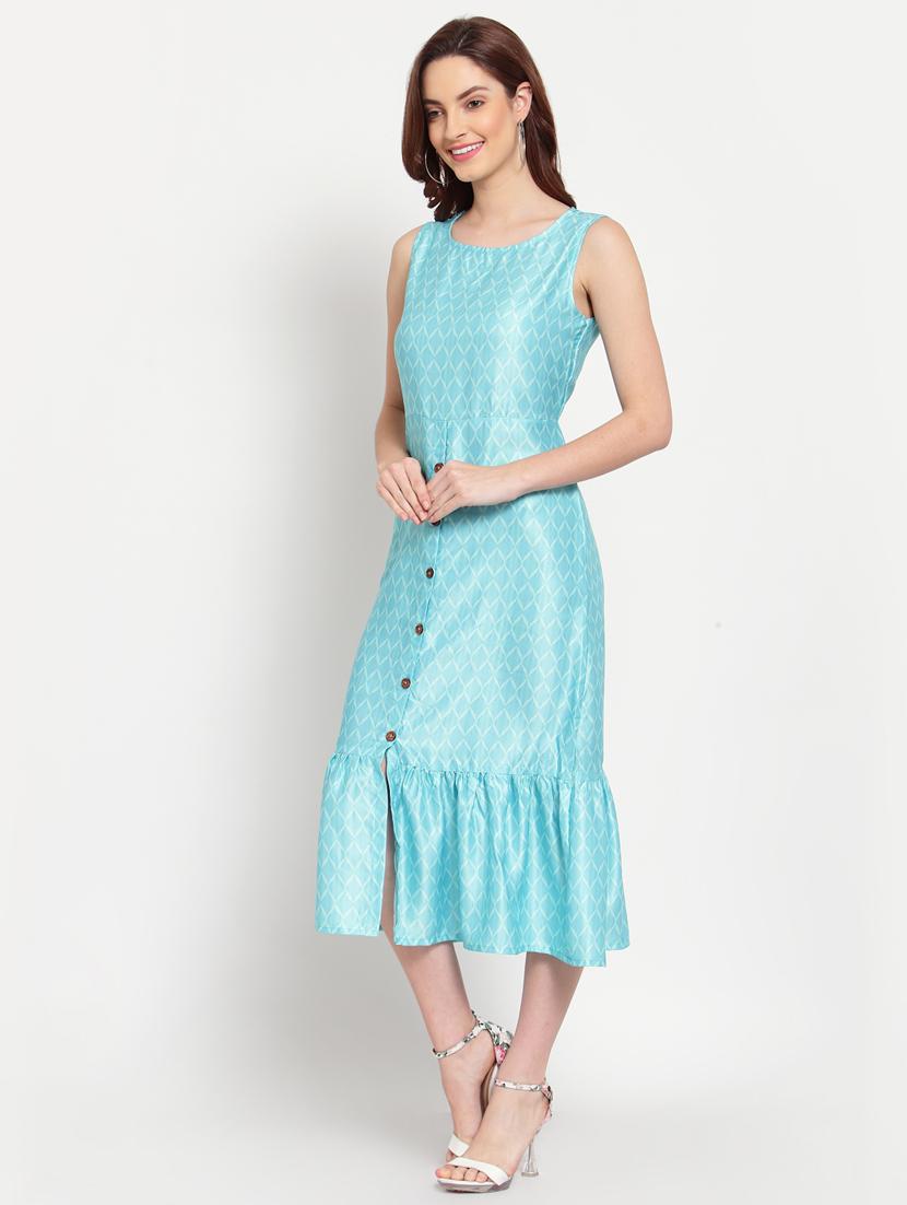gathered hem printed a-line dress - 18015602 - Standard Image - 2