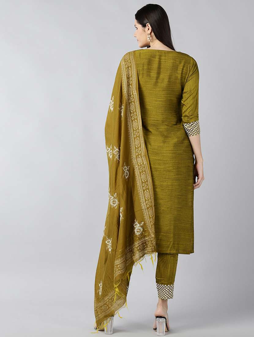 yellow viscose kurta pant  set - 18015681 -  Standard Image - 2