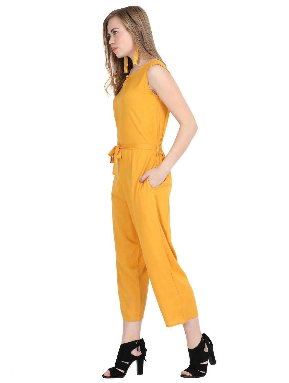 yellow crepe jumpsuit - 18015959 - Standard Image - 2