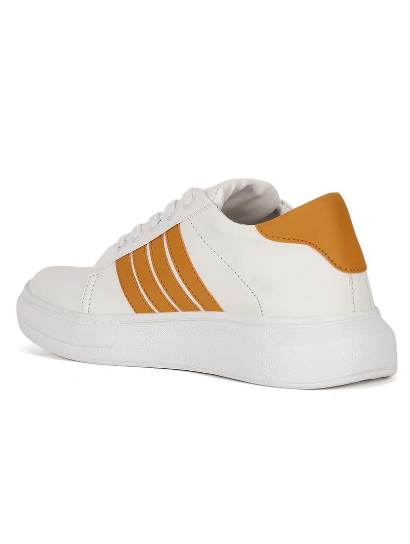 orange leather lace up sneakers - 18015998 - Standard Image - 2