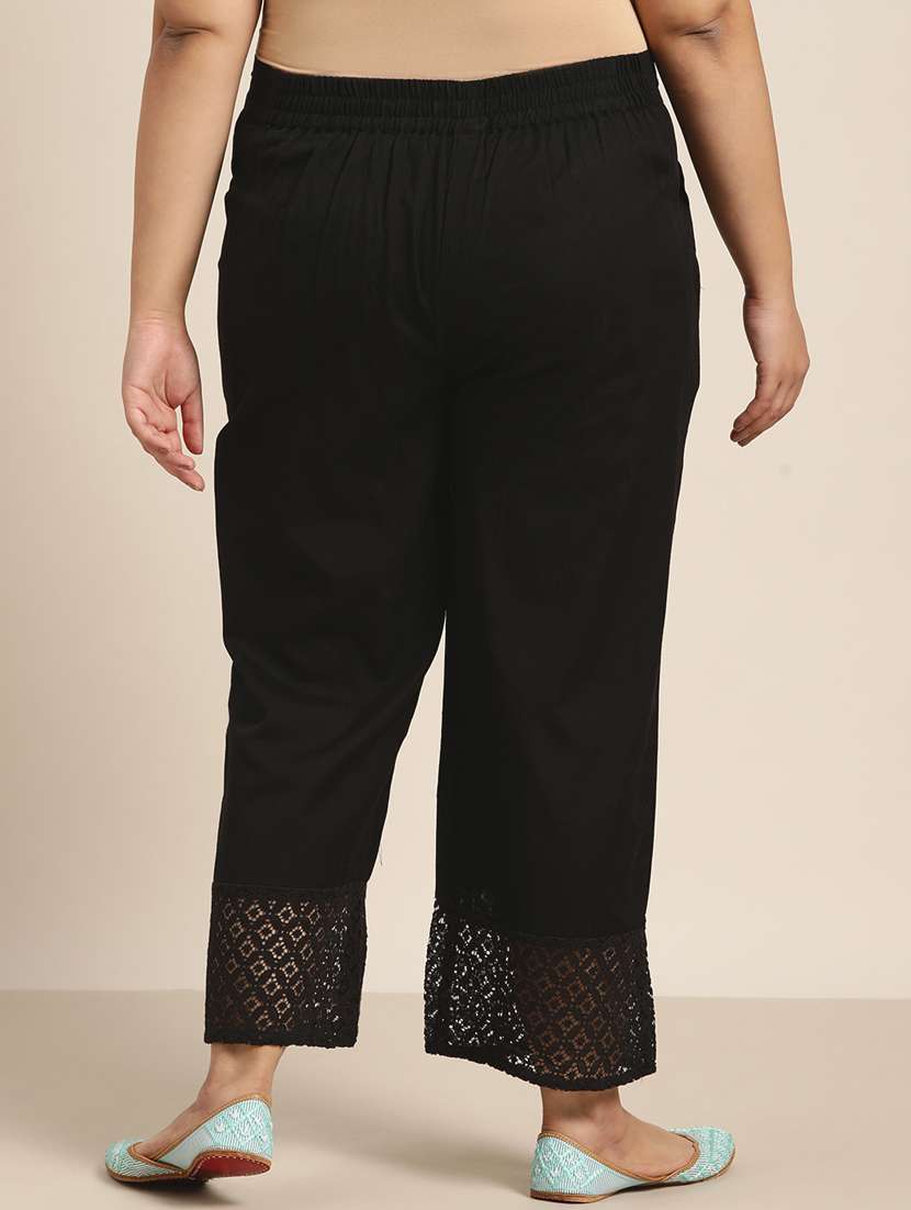 black cotton palazzos - 18016069 -  Standard Image - 2