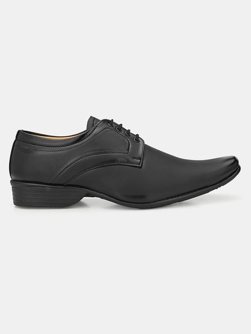 black leatherette laceup derbies - 18016094 - Standard Image - 0
