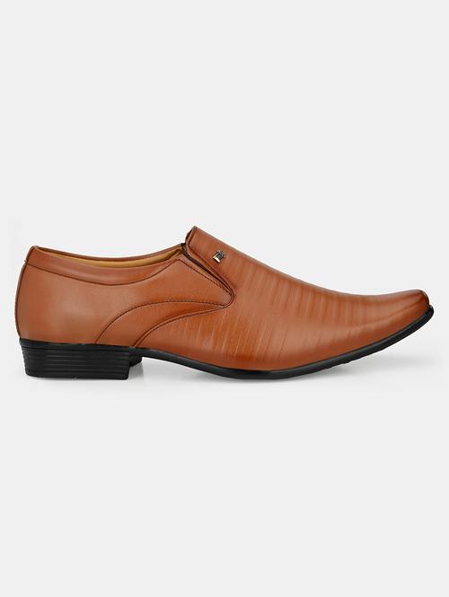 tan leatherette slip on ons - 18016099 - Standard Image - 0