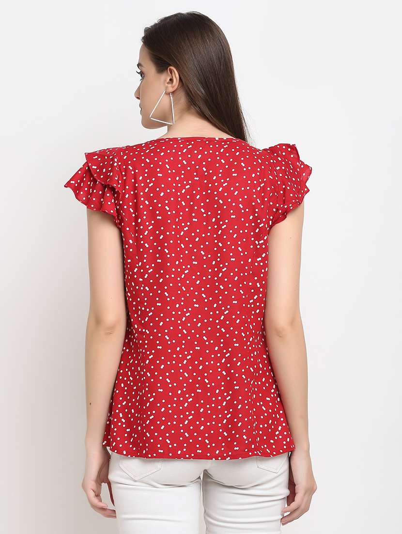 ruffle detail polka dot  top - 18016150 -  Standard Image - 2