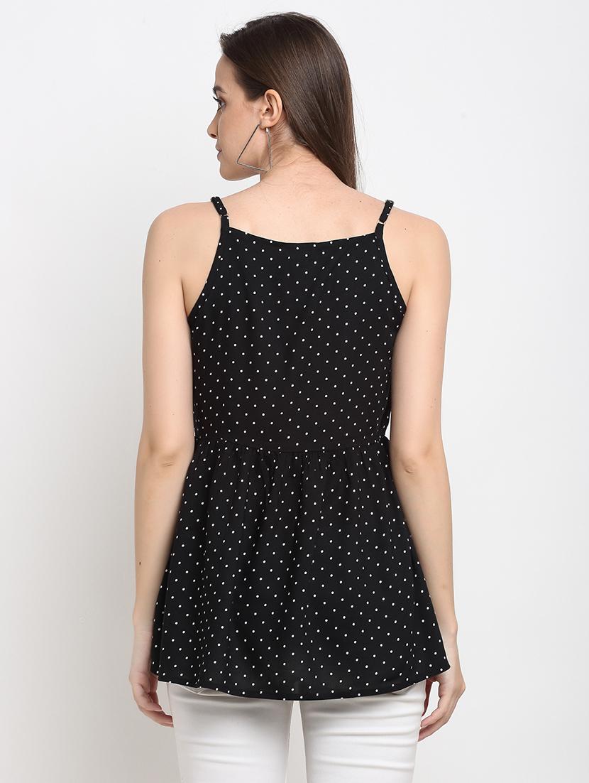 cami neck polka dot peplum top - 18016151 - Standard Image - 2