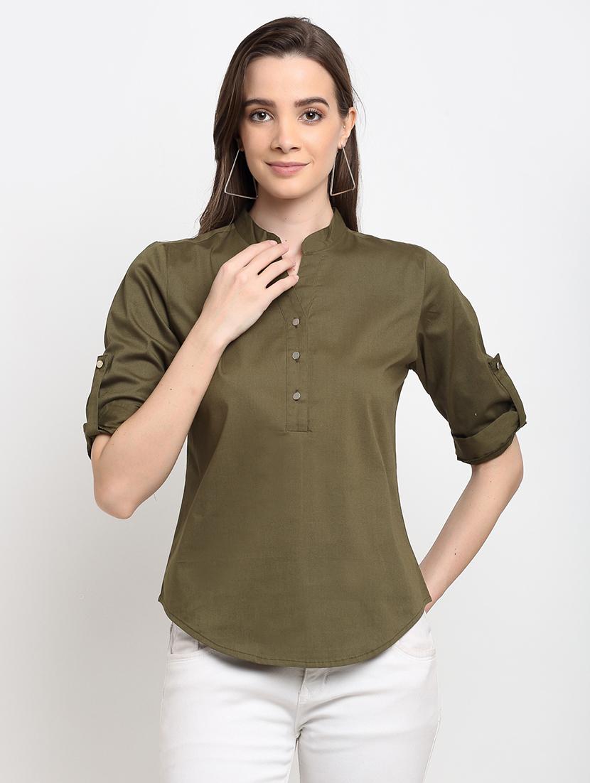mandarin neck solid top - 18016182 - Zoom Image - 0