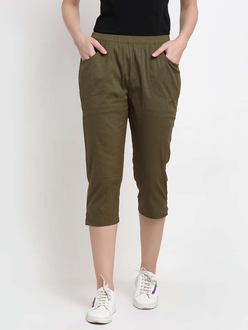mid rise solid capri