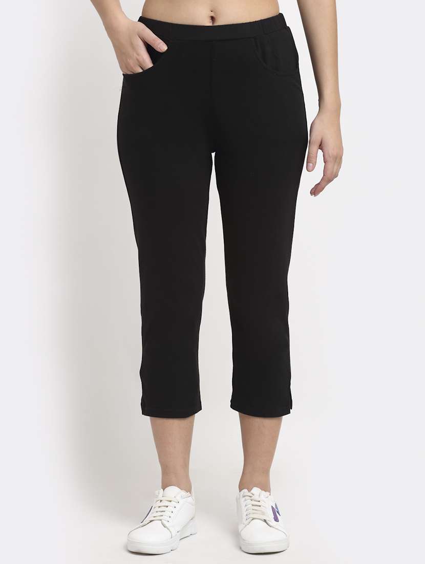 mid rise solid capri