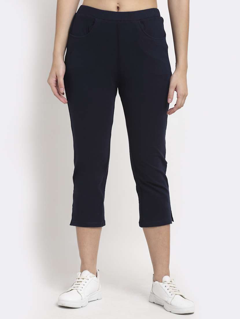 mid rise solid capri