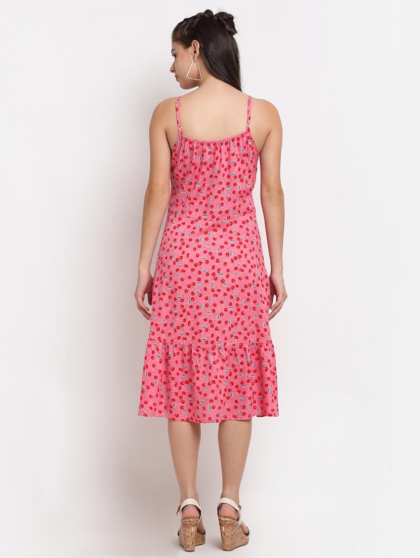 cami neck printed fit & flare dress - 18016758 - Standard Image - 2