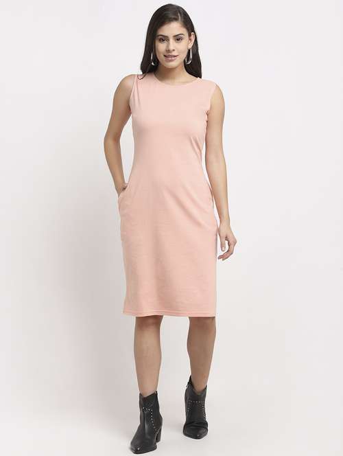 round neck solid t-shirt dress - 18016772 - Standard Image - 0