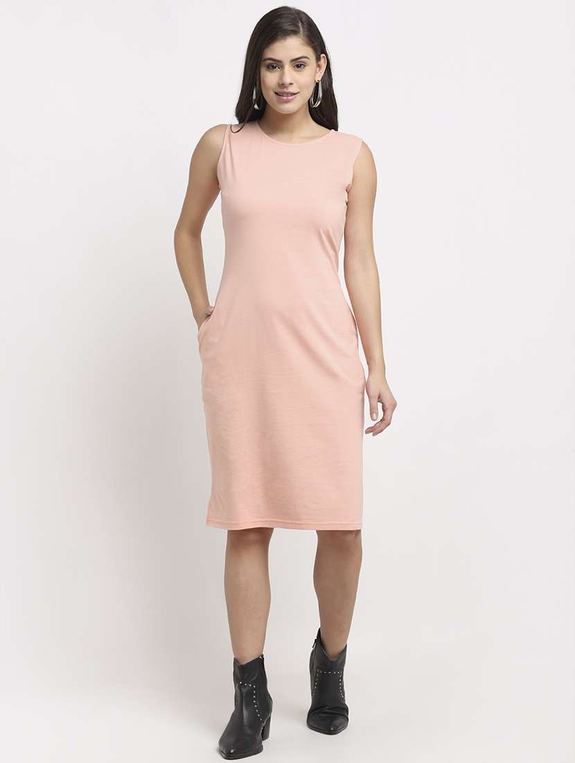 round neck solid t-shirt dress