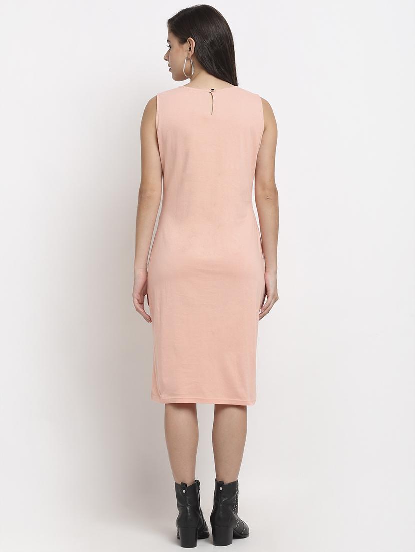 round neck solid t-shirt dress - 18016772 - Standard Image - 2