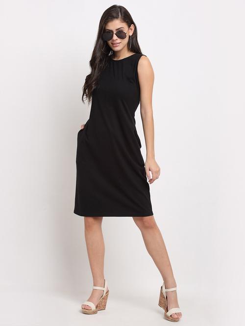 round neck solid t-shirt dress - 18016774 - Standard Image - 0