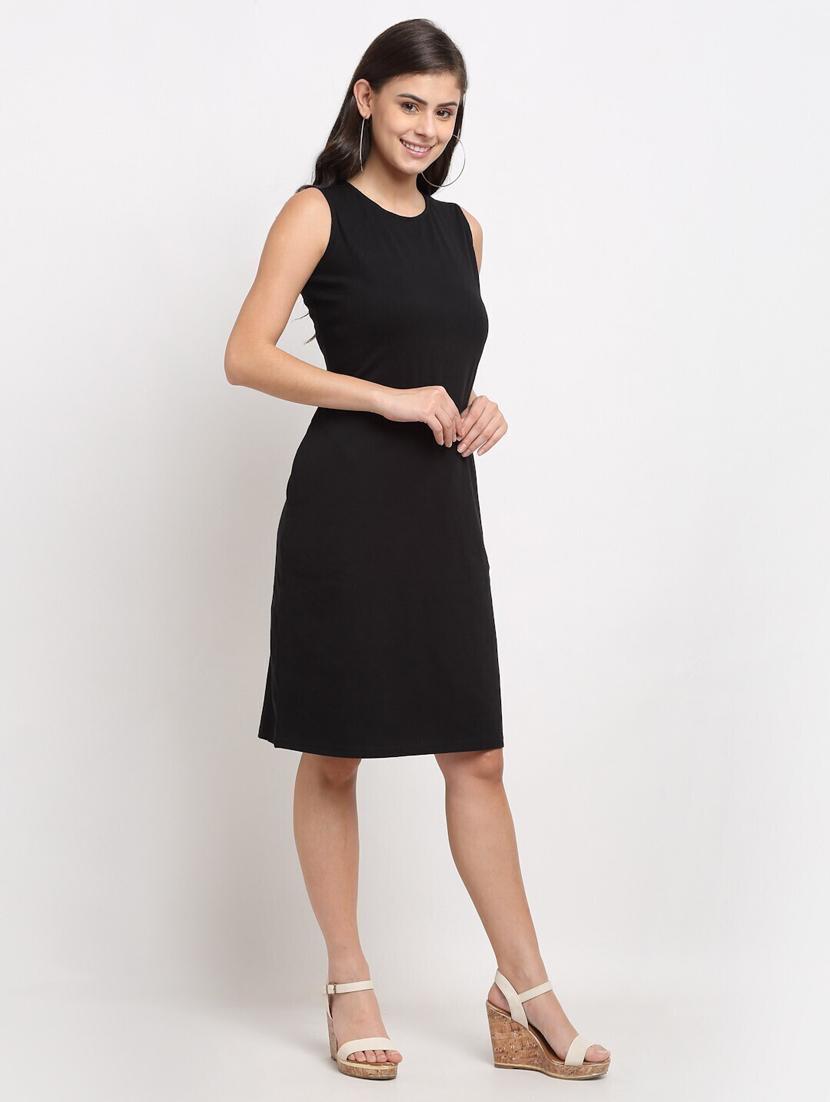 round neck solid t-shirt dress - 18016774 - Standard Image - 2