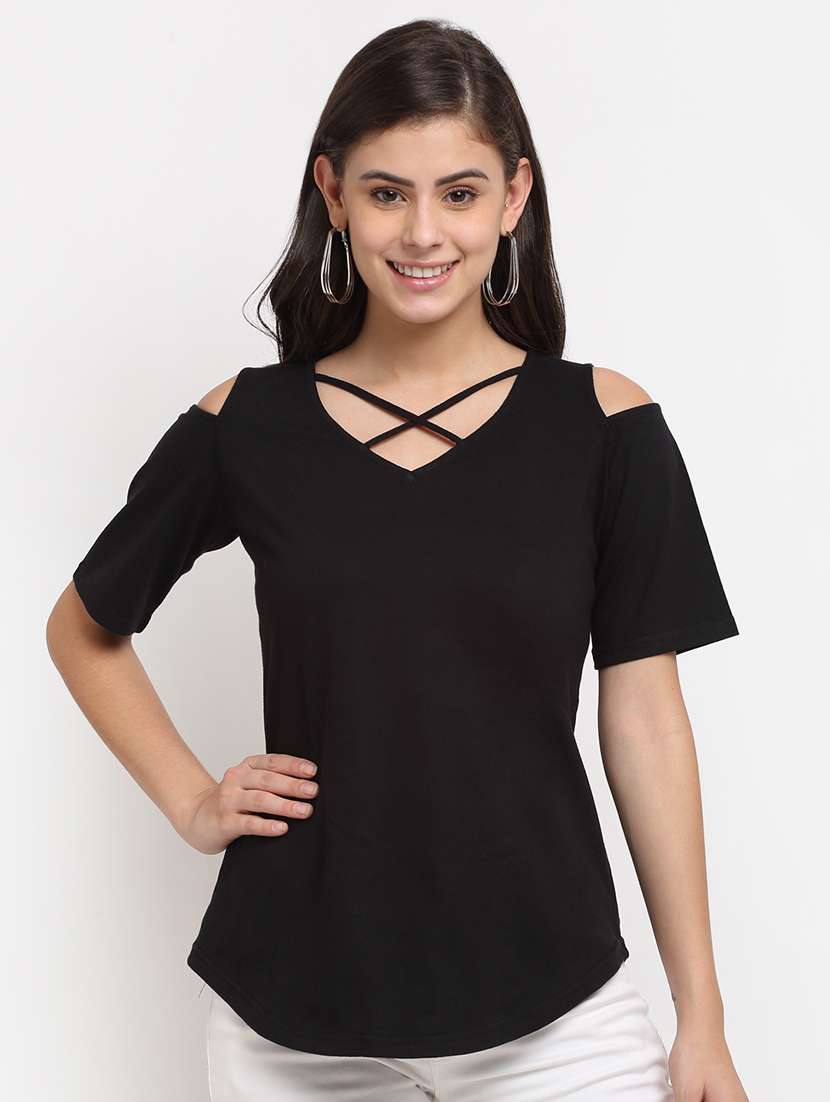 cold shoulder solid top 