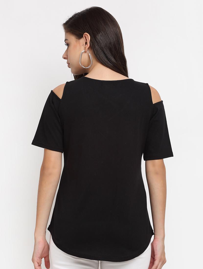 cold shoulder solid top - 18016783 - Standard Image - 2
