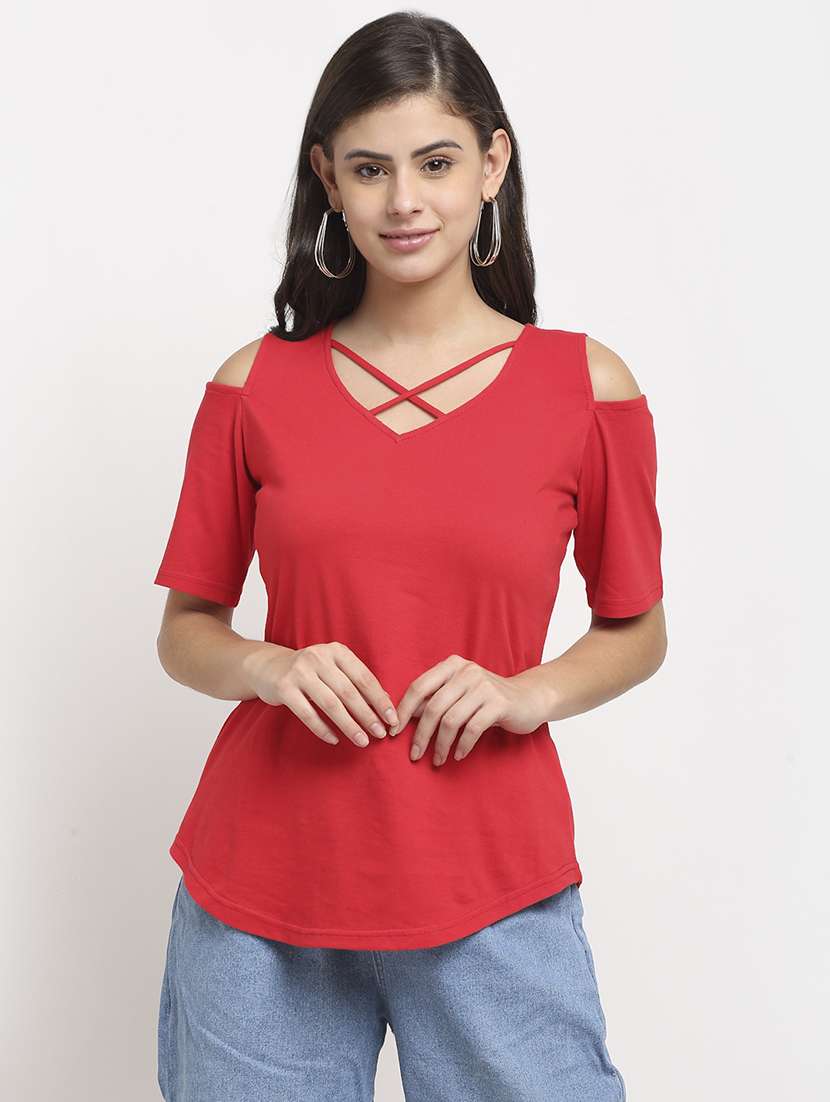 cold shoulder solid top 