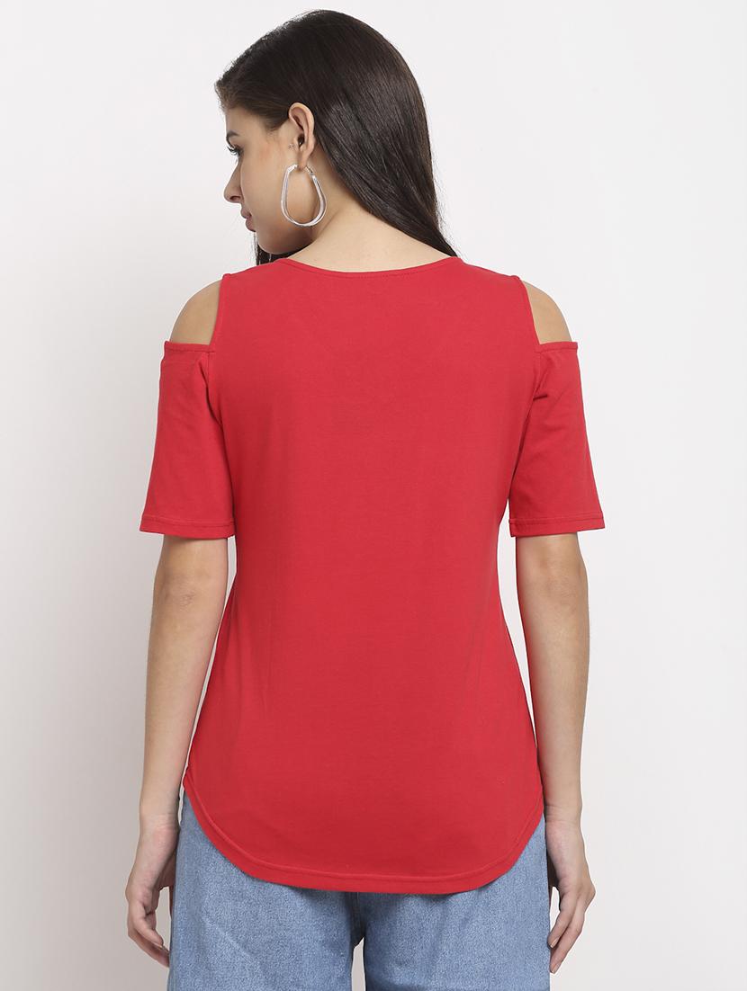 cold shoulder solid top - 18016787 - Standard Image - 2
