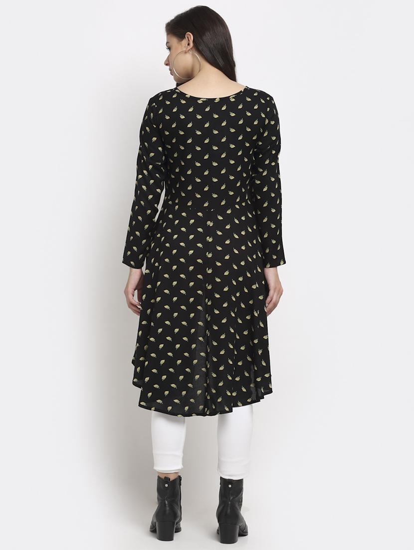 round neck printed high low tunic - 18016788 - Standard Image - 2