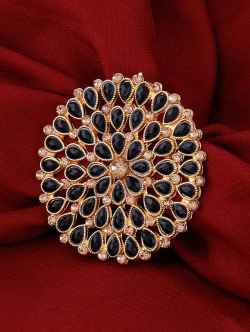 round gold tone adjustable designer finger ring - 18017487 - Standard Image - 0