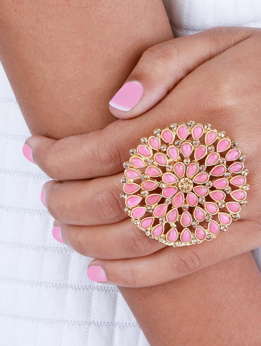 gold tone adjustable designer finger ring - 18017635 - Standard Image - 2